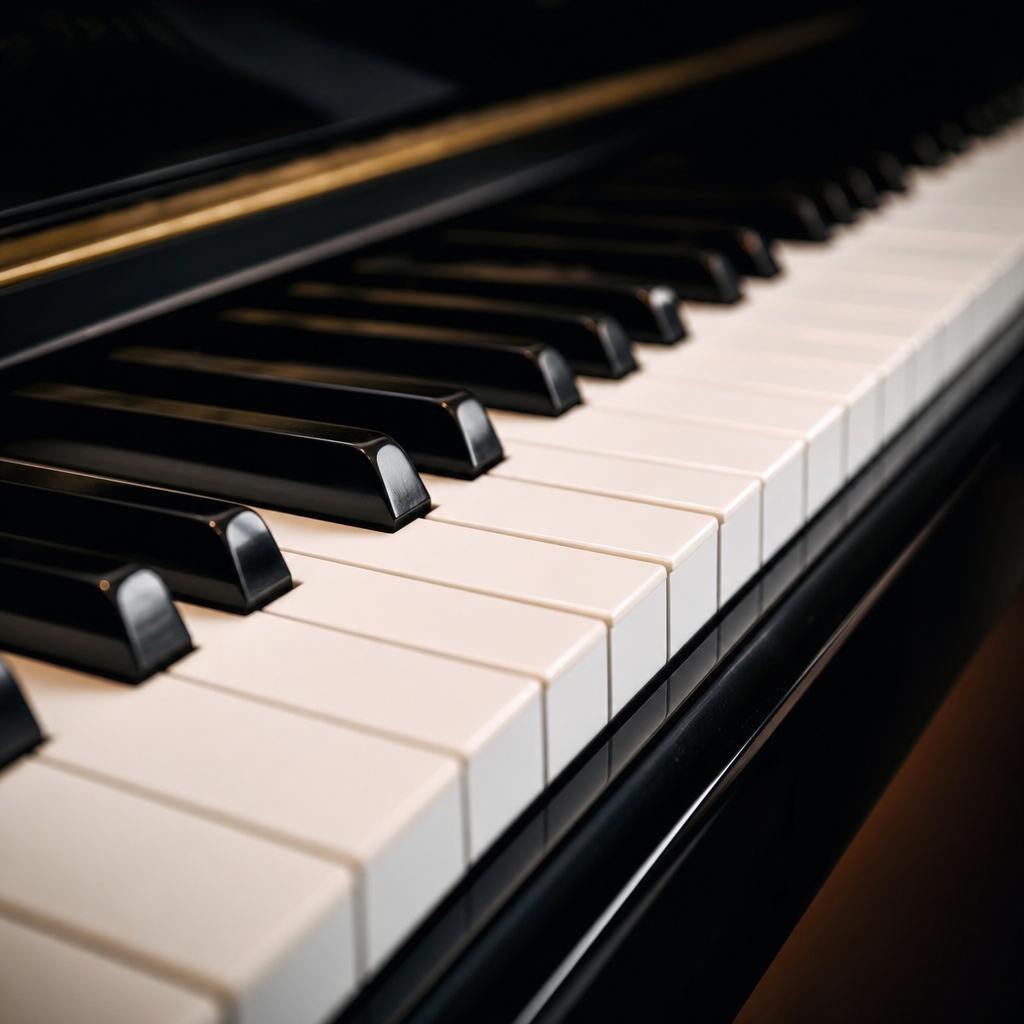 Close view of piano keys